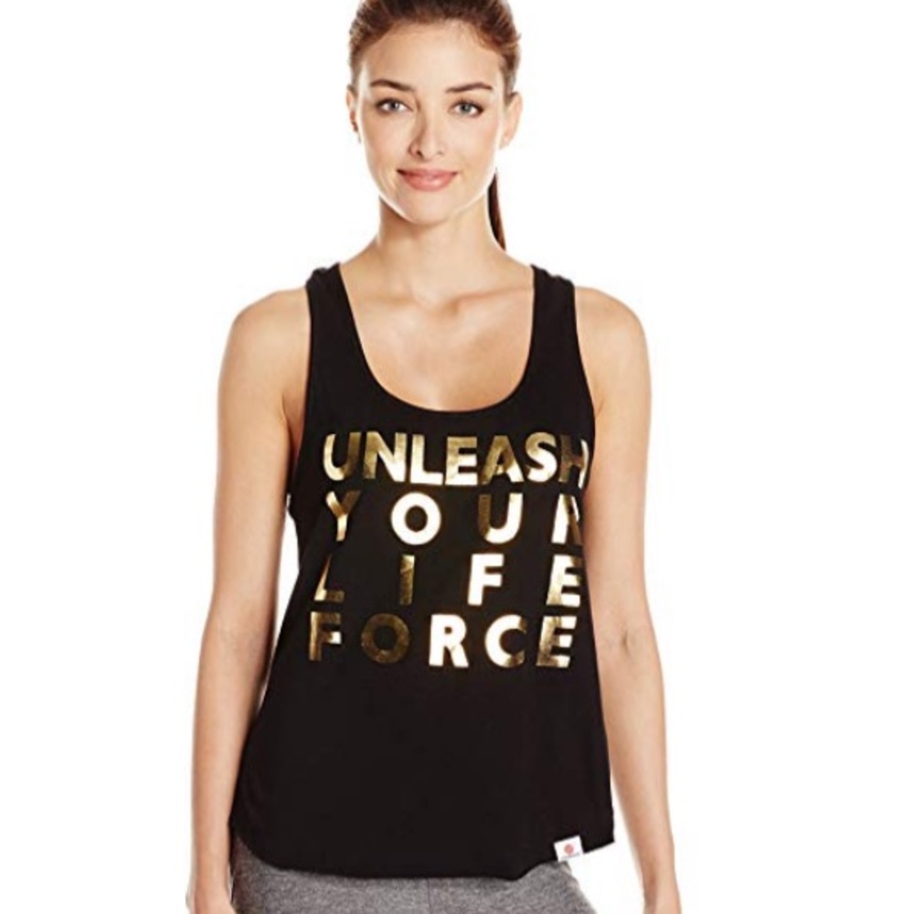 vimmia // black tank with metallic gold foil print